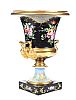 A LARGE STAFFORDSHIRE TWO HANDLED VASE & STAND PAINTED WITH FLOWERS at Ross's Online Art Auctions
