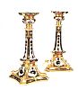 A PAIR OF MODERN ROYAL CROWN DERBY CANDLESTICKS IN THE IMARI PALETTE at Ross's Online Art Auctions