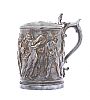 A HEAVY EPNS TANKARD DECORATED WITH A FRIEZE OF CLASSICAL FIGURES at Ross's Online Art Auctions