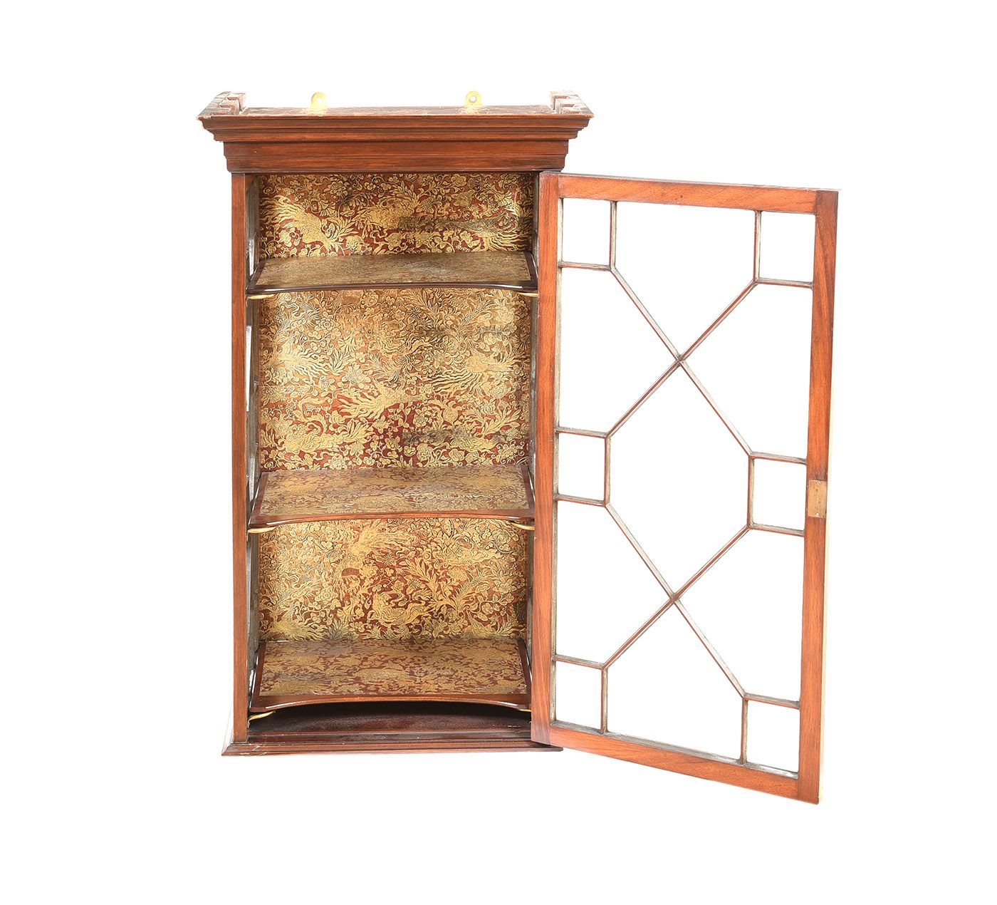 A GLAZED MAHOGANY HANGING DISPLAY CABINET at Ross's Online Art Auctions