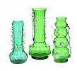 THREE VICTORIAN GREEN GLASS VASES at Ross's Online Art Auctions
