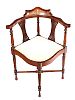 AN EDWARDIAN INLAID MAHOGANY CORNER CHAIR at Ross's Online Art Auctions