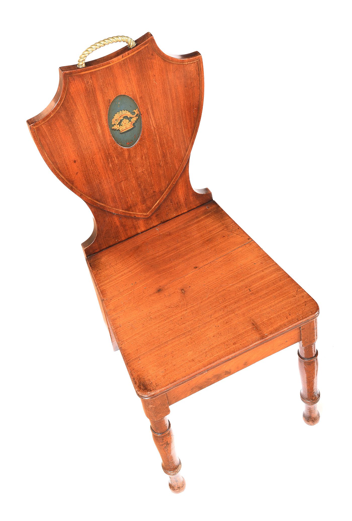 A PAIR OF GEORGE III MAHOGANY HALL CHAIRS at Ross's Online Art Auctions