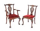 A SET OF TEN TWENTIETH CENTURY IRISH CHIPPENDALE STYLE MAHOGANY DINING CHAIRS at Ross's Online Art Auctions