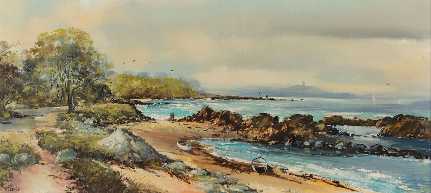 A VIEW OF SCRABO ACROSS STRANGFORD LOUGH by Frank Fitzsimons at Ross's Online Art Auctions