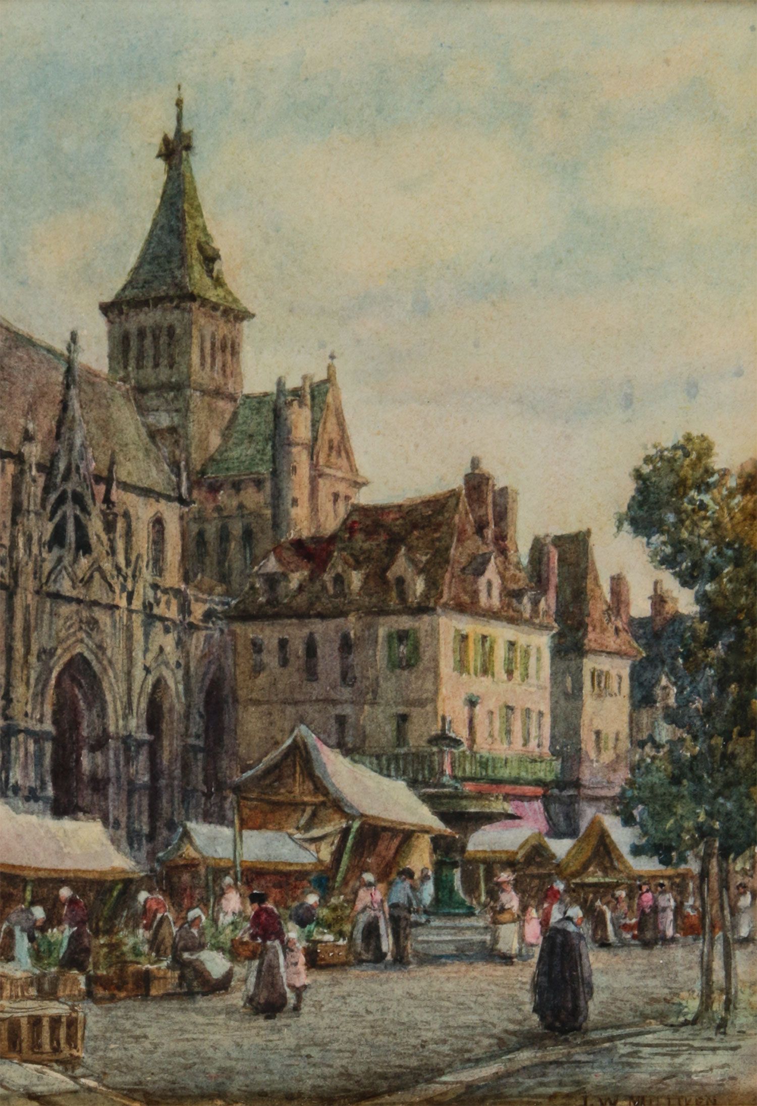 THE MARKET SQUARE by James W. Milliken at Ross's Online Art Auctions