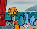 CAT WITH SEAVIEW by George Smyth at Ross's Online Art Auctions