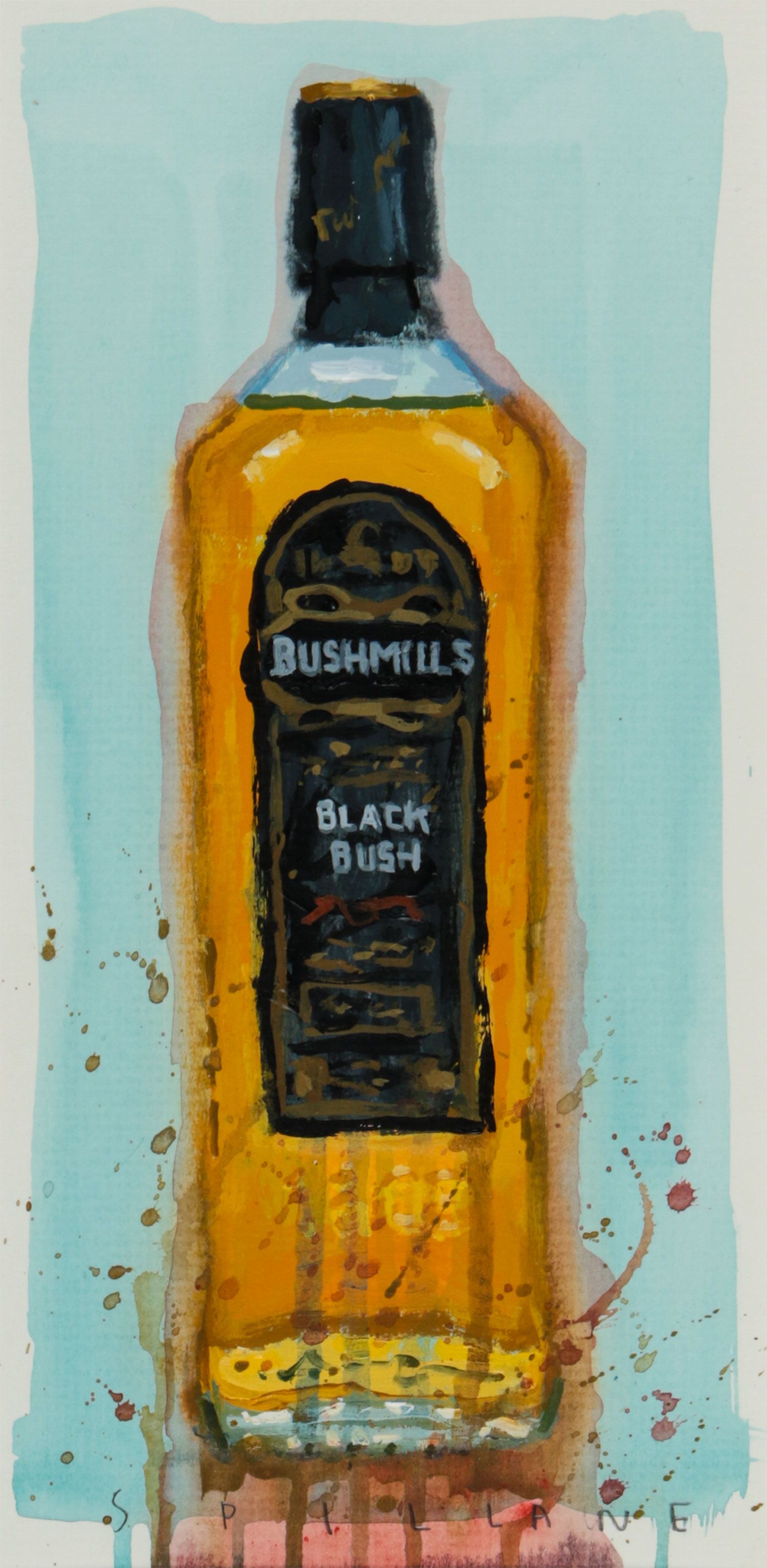 BUSHMILLS - (BLACK BUSH BOTTLE) by Spillane at Ross's Online Art Auctions