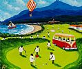 ANDY PATS WANDERING SHEEP ENJOYING A ROUND OF GOLF BY THE MOURNE MOUNTAINS by Andy Pat at Ross's Online Art Auctions