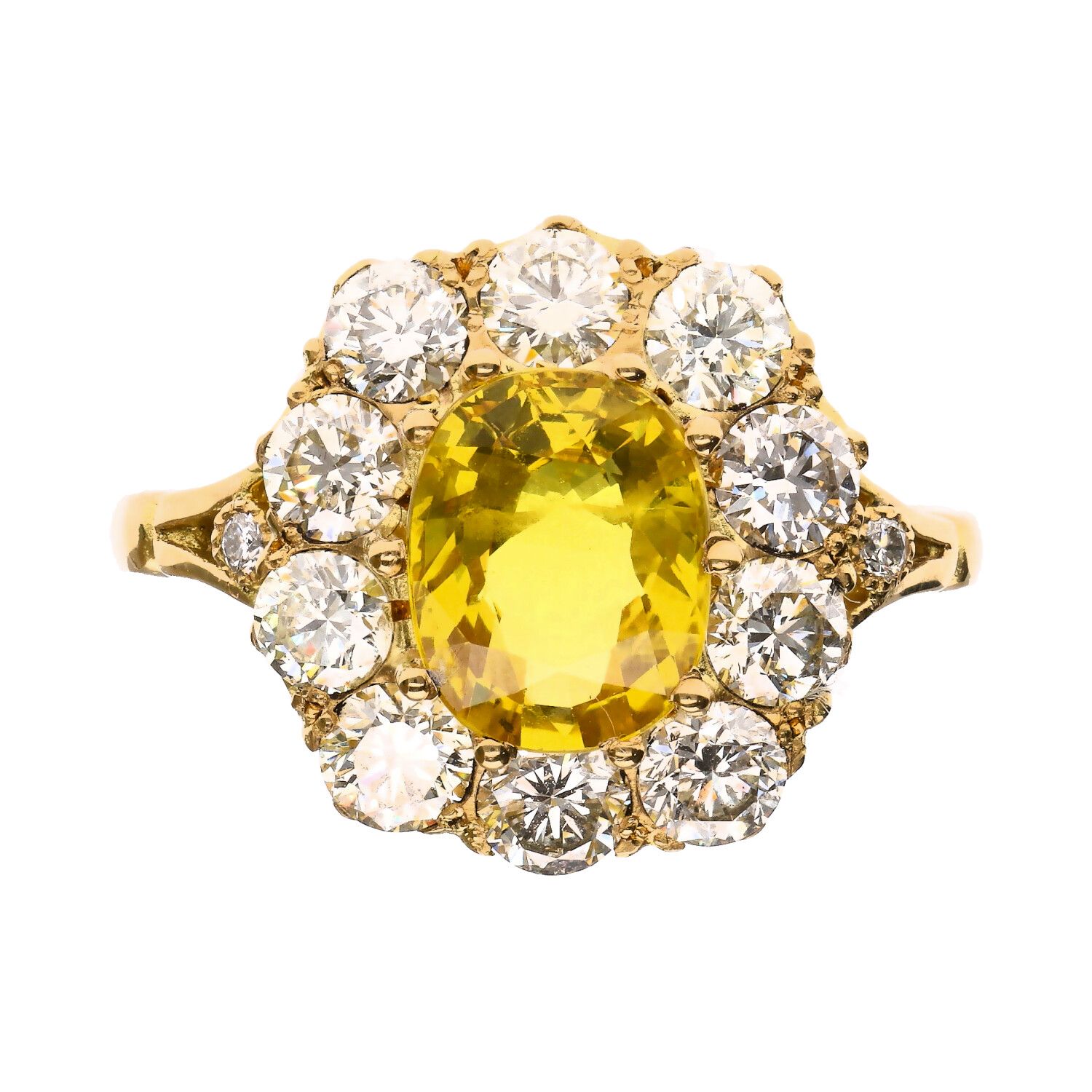 18CT GOLD YELLOW SAPPHIRE & DIAMOND RING at Ross's Online Art Auctions
