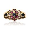 14CT GOLD SAPPHIRE, RUBY & DIAMOND RING at Ross's Online Art Auctions
