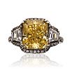 STERLING SILVER CITRINE & CUBIC ZIRCONIA RING at Ross's Online Art Auctions