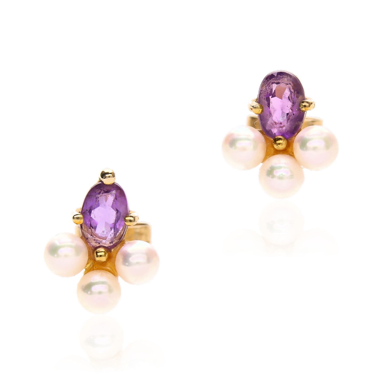 9CT GOLD AMETHYST & PEARL EARRINGS at Ross's Online Art Auctions