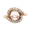 14CT GOLD PEARL & DIAMOND RING at Ross's Online Art Auctions