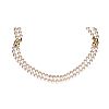 DOUBLE STRAND OF PEARLS WITH 18CT GOLD DIAMOND CLASP at Ross's Online Art Auctions