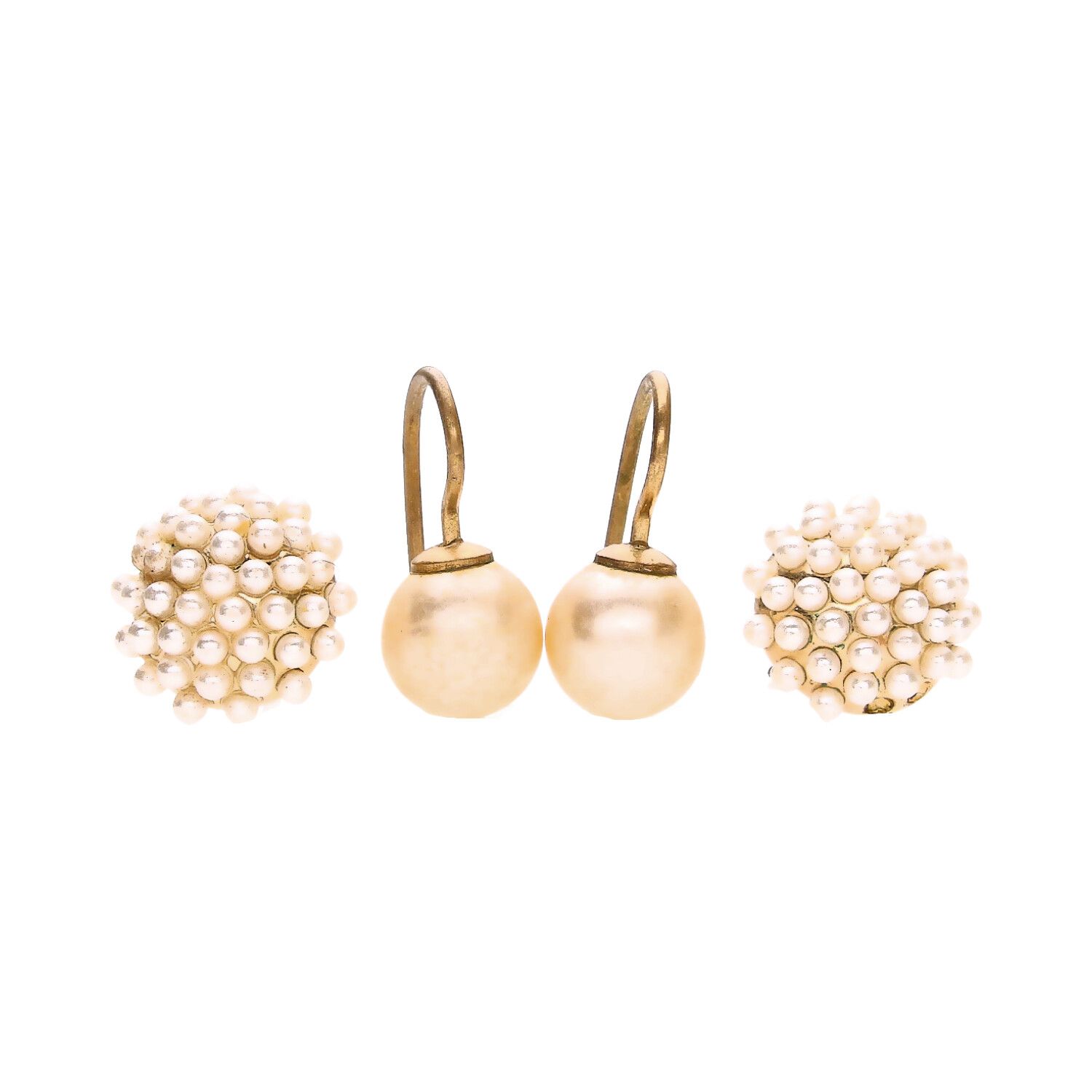 TWO FAUX PEARL EARRINGS at Ross's Online Art Auctions