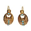 GOLD-TONE TURQUOISE EARRINGS at Ross's Online Art Auctions