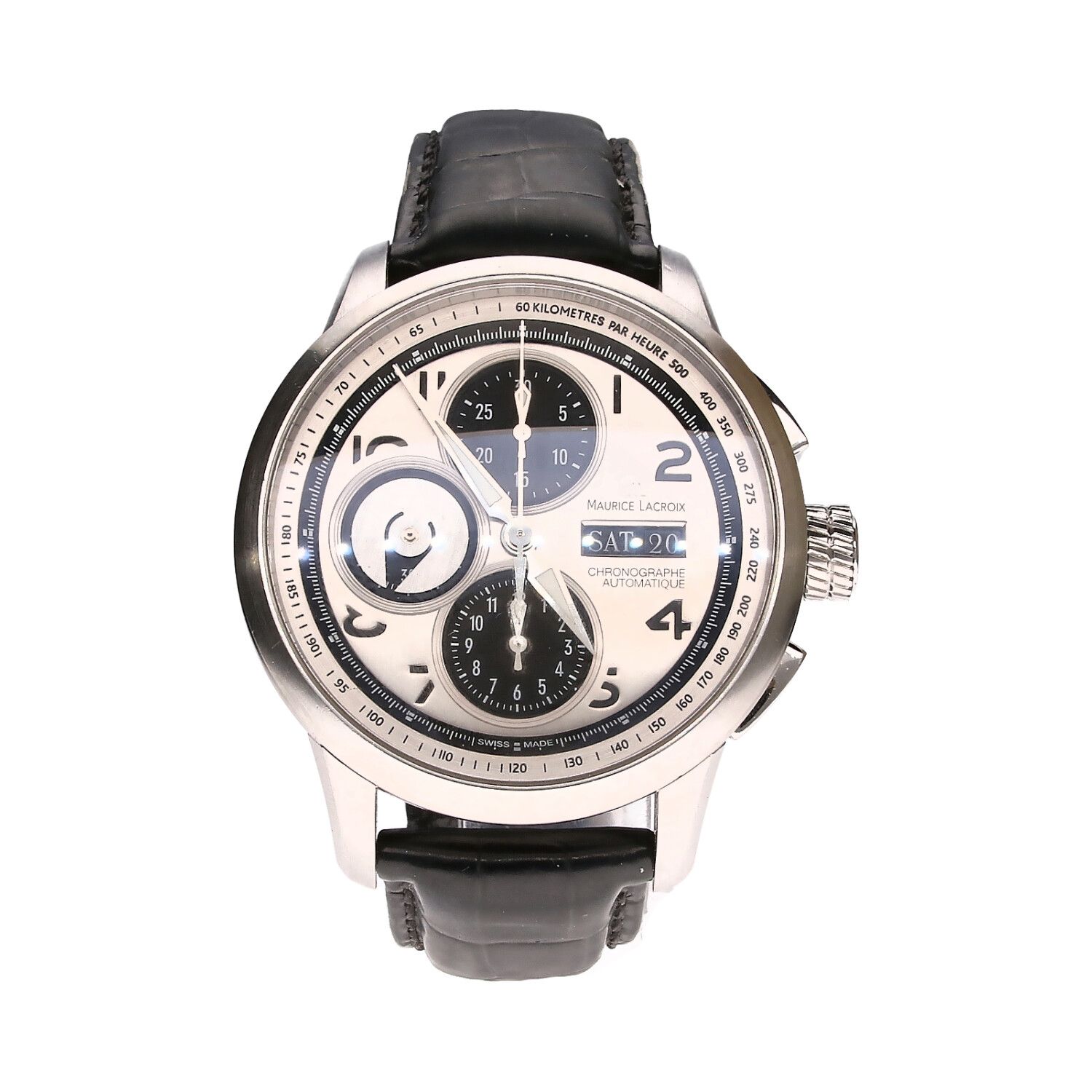 MAURICE LACROIX CHRONOGRAPH STAINLESS STEEL WRISTWATCH at Ross's Online Art Auctions
