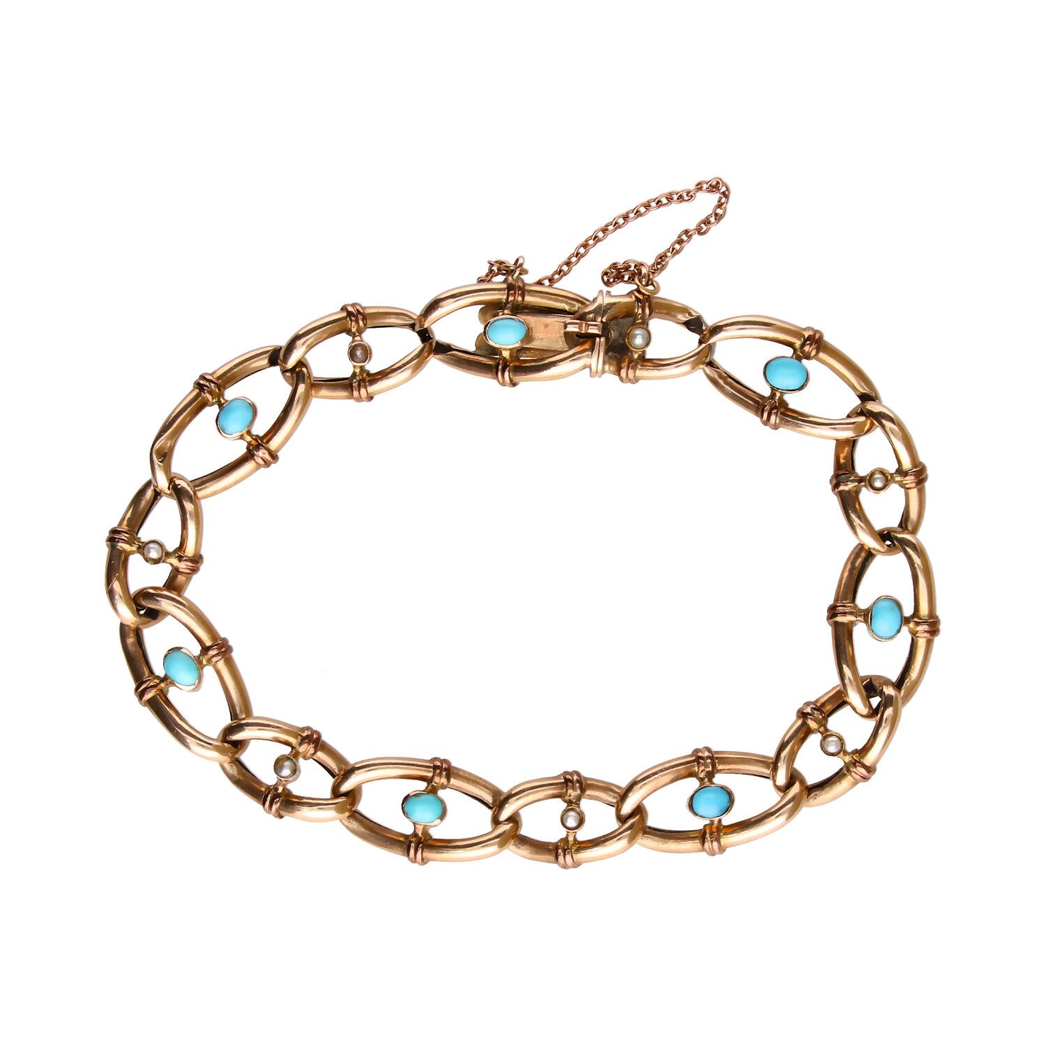 9CT ROSE GOLD TURQUOISE BRACELET at Ross's Online Art Auctions