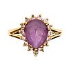 18CT GOLD AMETHYST & DIAMOND RING at Ross's Online Art Auctions