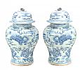 PAIR OF CHINESE BLUE & WHITE BALUSTER JARS & COVERS at Ross's Online Art Auctions