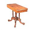 VICTORIAN WALNUT TURNOVER LEAF CARD TABLE at Ross's Online Art Auctions