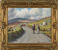A CHAT ON THE ROAD IN THE GLENS by Charles McAuley at Ross's Online Art Auctions