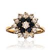 9CT GOLD SAPPHIRE & CRYSTAL RING at Ross's Online Art Auctions