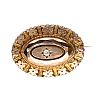 ANTIQUE GOLD-TONE CUBIC ZIRCONIA BROOCH at Ross's Online Art Auctions