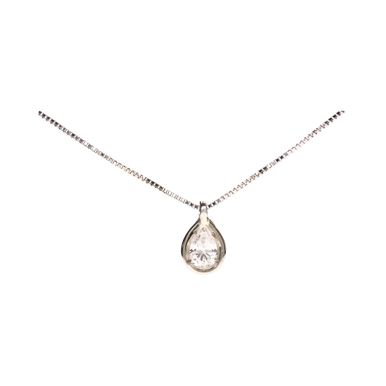 18ct white gold, diamond single stone twist necklace - Nicholas Wylde