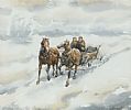 HORSES AND CART IN THE SNOW by Russian School at Ross's Online Art Auctions