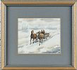 HORSES AND CART IN THE SNOW by Russian School at Ross's Online Art Auctions