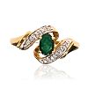 9CT GOLD EMERALD & DIAMOND RING at Ross's Online Art Auctions