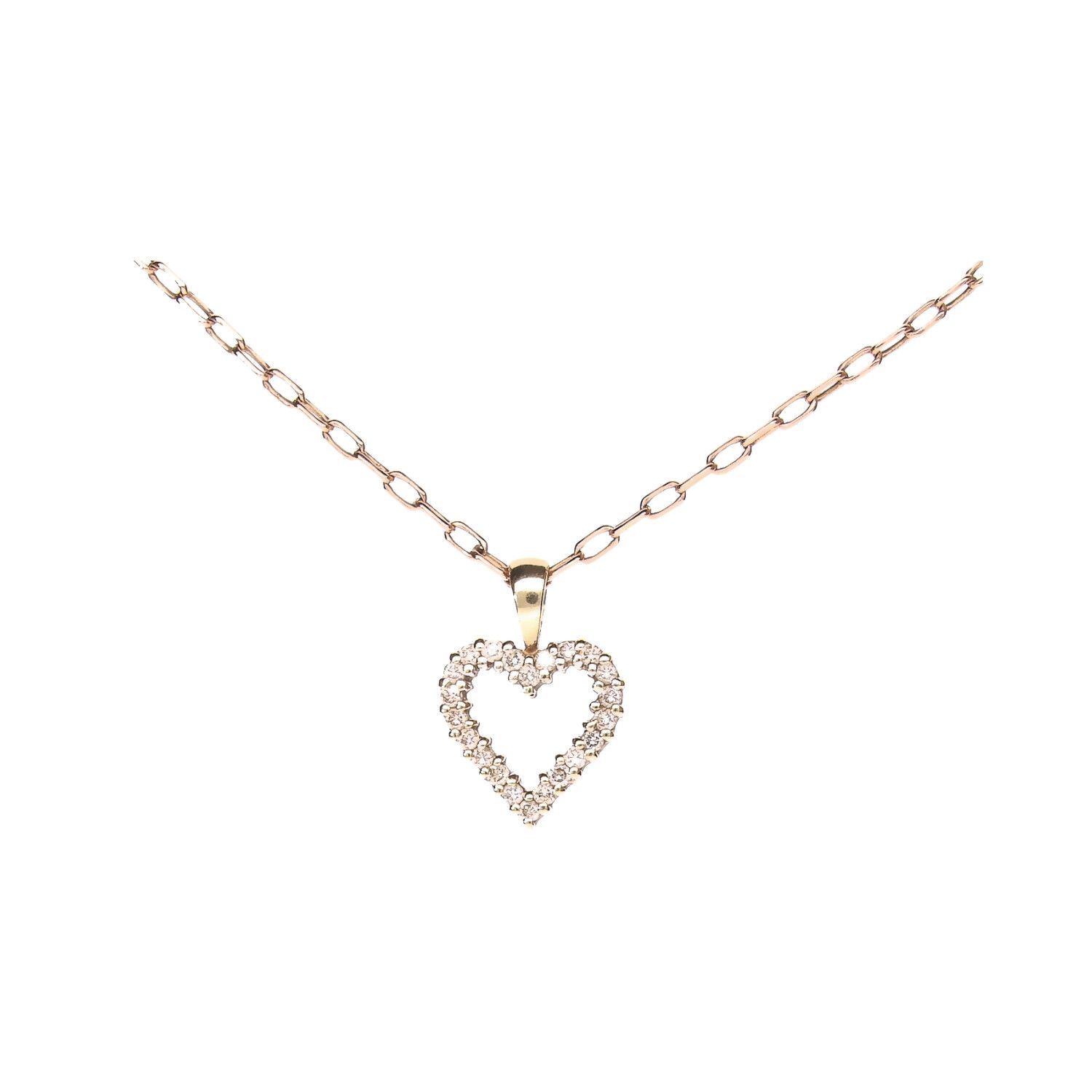 9CT GOLD DIAMOND HEART NECKLACE at Ross's Online Art Auctions