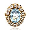 18CT GOLD AQUAMARINE & DIAMOND CLUSTER RING at Ross's Online Art Auctions