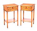 PAIR OF YEW WOOD LAMP TABLES at Ross's Online Art Auctions