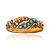 VICTORIAN 15CT GOLD TURQUOISE & PEARL RING at Ross's Online Art Auctions