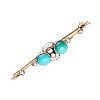 ANTIQUE TURQUOISE & DIAMOND BROOCH at Ross's Online Art Auctions