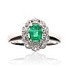 14CT WHITE GOLD EMERALD & DIAMOND RING at Ross's Online Art Auctions