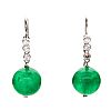 18CT WHITE GOLD EMERALD EARRINGS at Ross's Online Art Auctions