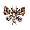 ANTIQUE RUBY, SAPPHIRE, PEARL & DIAMOND BROOCH at Ross's Online Art Auctions