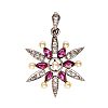 GOLD ON SILVER RUBY, PEARL & DIAMOND PENDANT at Ross's Online Art Auctions