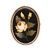 VICTORIAN 12CT GOLD MOUNTED PIETRA DURA BROOCH at Ross's Online Art Auctions