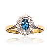 18CT GOLD BLUE ZIRCON & DIAMOND RING at Ross's Online Art Auctions