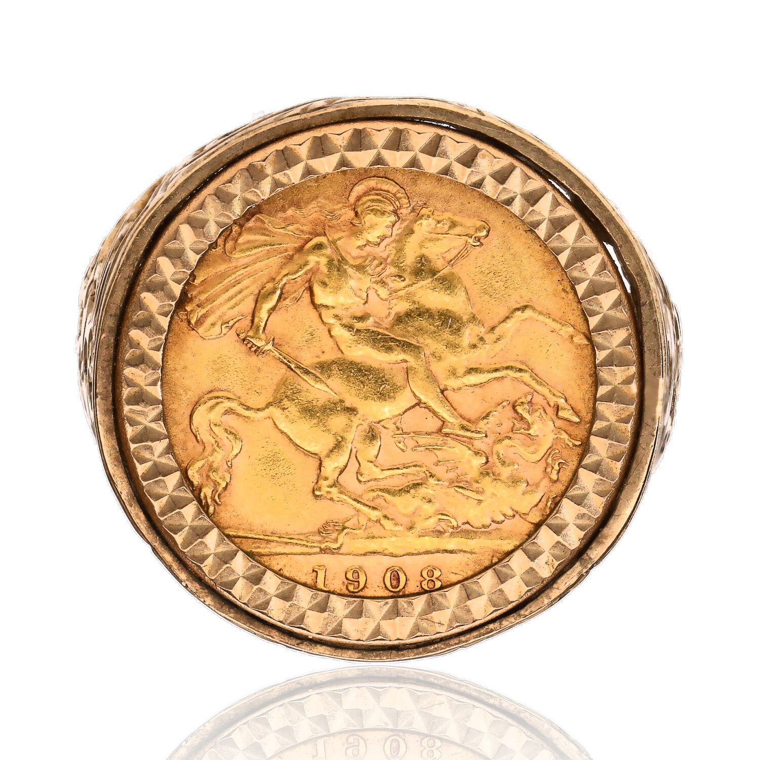 New 9Carat Yellow Gold Half Sovereign Ring Mount (Size T 1/2) 21mm Diameter  | eBay