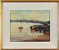 BARGES AT THE OLD SANDQUAY, BELFAST by Norman J. McCaig at Ross's Online Art Auctions