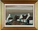 IRISH COTTAGES WITH FISHING BOAT by Markey Robinson at Ross's Online Art Auctions