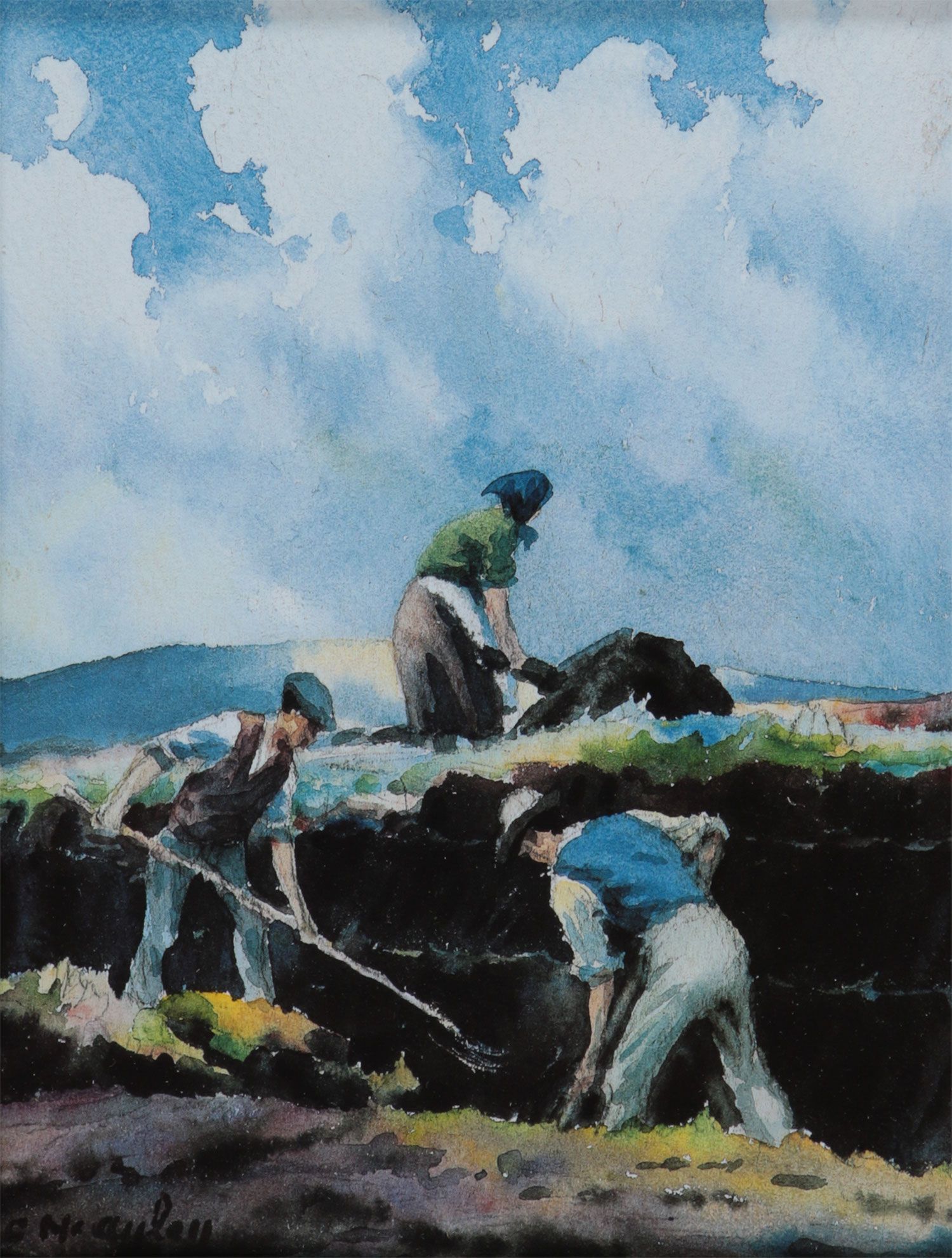CUTTING TURF by Charles McAuley at Ross's Online Art Auctions