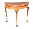 VINTAGE WALNUT TURN OVER LEAF CARD TABLE. at Ross's Online Art Auctions