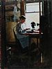 WOMAN SEWING BY A WINDOW by Rowland Davidson at Ross's Online Art Auctions
